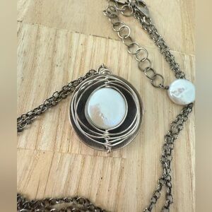 J + I 925 Sterling silver coin pearl nest pendant necklace